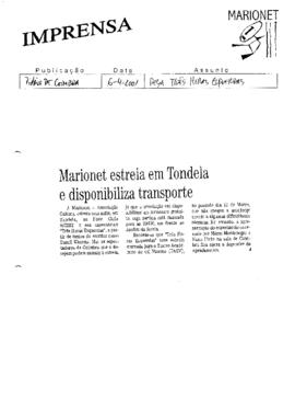 Diário de Coimbra: Marionet estreia em Tondela e disponibiliza transporte