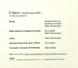Errata ao programa de novembro de 2005: O Nariz