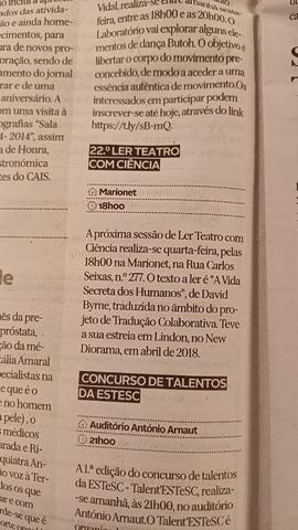 Clipping: 22º Ler Teatro com Ciência