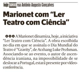 As Beiras: Marionet com &quot;Ler Teatro com Ciência&quot;