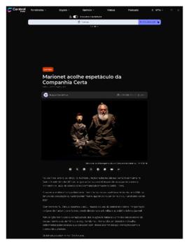 Central Press: Marionet acolhe espet&aacute;culo da Companhia Certa