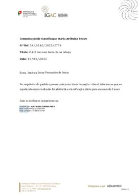 Comunica&ccedil;&atilde;o da classifica&ccedil;&atilde;o et&aacute;ria: O Av&ocirc; tem uma borracha na cabe&ccedil;a