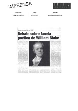 Diário de Coimbra: Mesa Redonda hoje no TAGV - Debate sobre faceta poética de William Blake