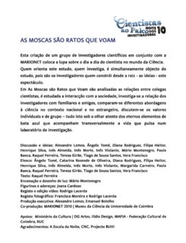 Folha de sala: As Moscas são Ratos que Voam
