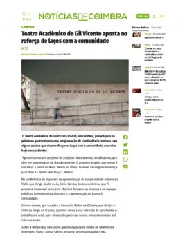 Diário de Coimbra: Teatro Académico de Gil Vicentet aposta no reforço de laços com a comunidade