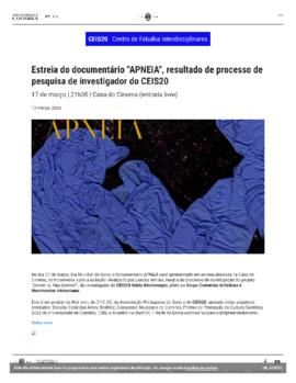 Universidad de Coimbra: Estreia de documentário &quot;APNEIA&quot;, resultado de processo de pesq...