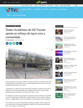 TVC: Teatro Académico de Gil Vicente aposta no reforço de laços com a comunidade