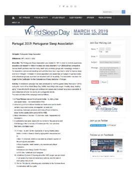 Portuguese Sleep Association: World Sleep Day