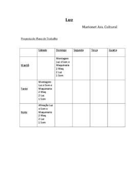 Proposta de Plano de Trabalho: LUZ