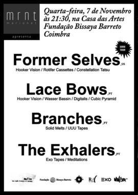 Flyer verso: Concertos Former Selves, Lace Bows, Branches, The Exhalers