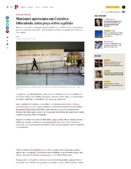 Público: Marionet apresenta em Coimbra iMaculada, uma peça sobre a pílula