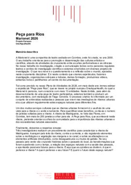 Mem&oacute;ria descritiva: Pe&ccedil;a para Rios