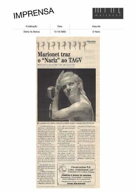 Diário As Beiras: Marionet traz O &quot;Nariz&quot; ao TAGV