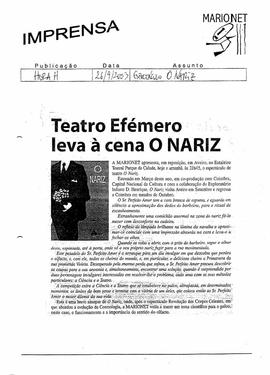 Hora H: Teatro Efémero leva à cena O Nariz