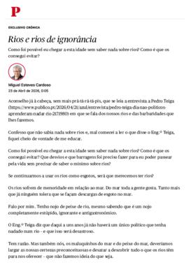 Cr&oacute;nica de Miguel Esteves Cardoso: Rios e rios de ignor&acirc;ncia