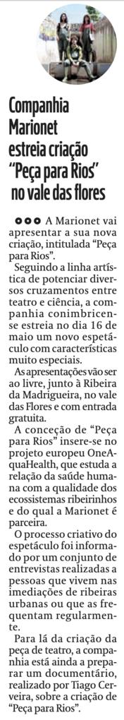 Di&aacute;rio As Beiras: Companhia Marionet estreia cria&ccedil;&atilde;o "Pe&ccedil;a para Rios" no vale das flores