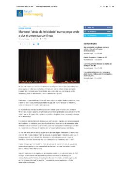 Forum Enfermagem: Marionet &quot;atrás da felicidade&quot; numa peça onde a dor é presença contínua