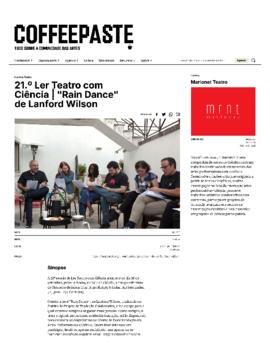 Coffeepaste: 21º Ler Teatro com Ciência, &quot;Rain Dance&quot;, de Lanford Wilson