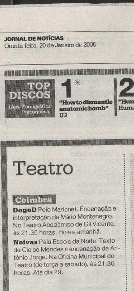 Jornal de Notícias: Teatro, Coimbra, DogoD