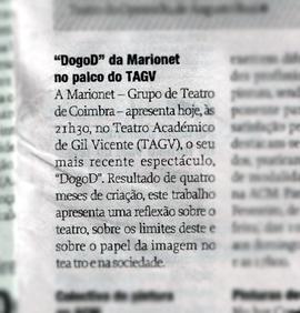 Diário de Coimbra: &quot;Dogod&quot; da Marionet no palco do TAGV