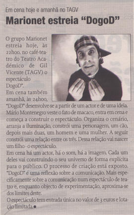 Diário de Coimbra: Marionet estreia &quot;DogoD&quot;