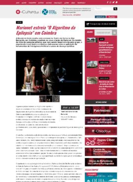 E-cultura: Marionet estreia &quot;O Algoritmo da Epilepsia&quot; em Coimbra